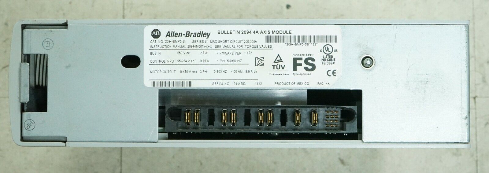 ALLEN-BRADLEY KINETIX 6000 2094-BMP5-S AXIS MODULE 2.7A 650VDC FIRMWARE 1.122