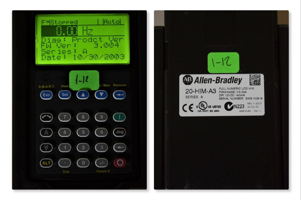 Allen-Bradley 20-HIM-A3 SERIES A Full Numeric HMI Keypad Firmware 3.004   #1-12