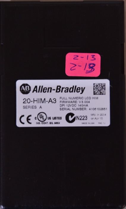 Allen-Bradley 20-HIM-A3 SERIES A Full Numeric HMI Keypad Firmware: 3.004  #2-13