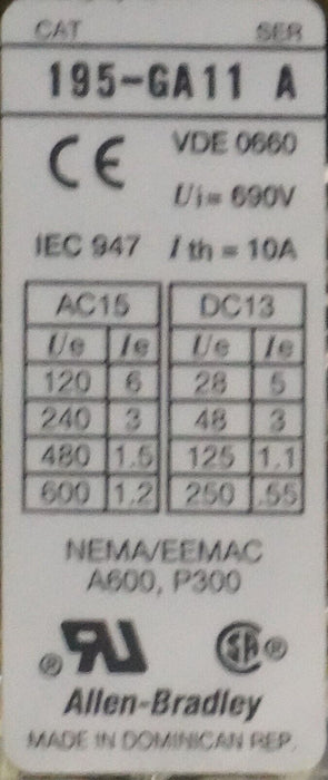 Allen Bradley 100-A60N*3 Ser C Contactor 60A 100-A60N3 195-GA11 Tested Good