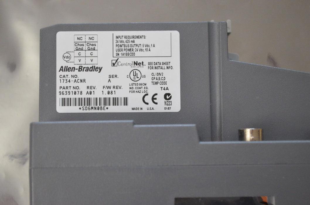 ALLEN BRADLEY 1734-ACNR  Series A Firmware 1.081 Excellent