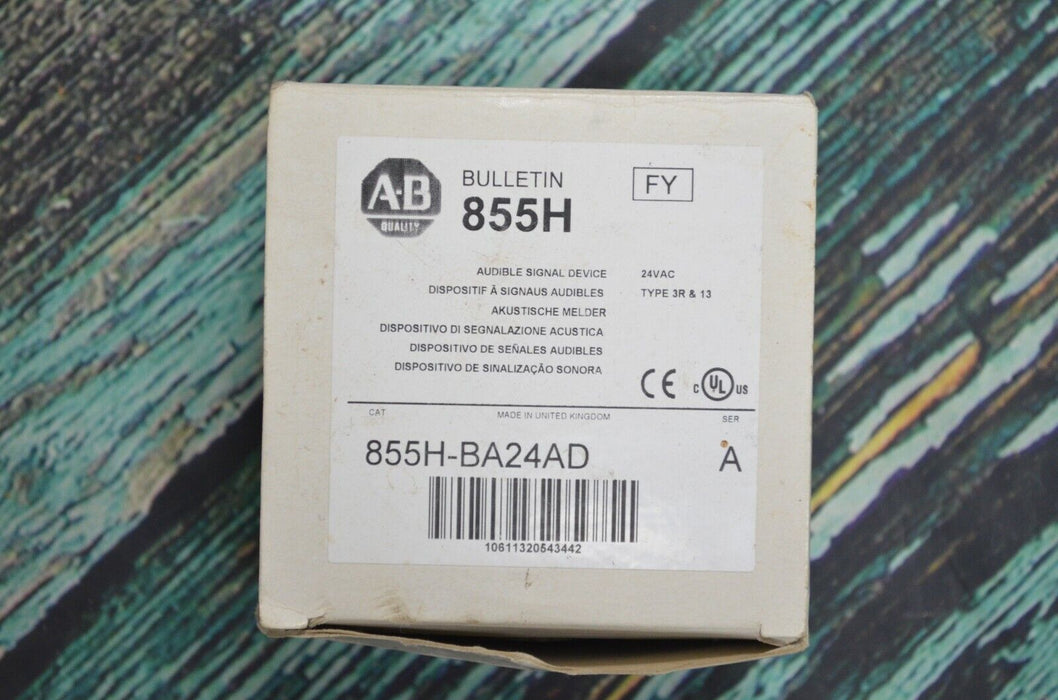 New in Box Allen Bradley Ser.A Industrial Horn 855H-BA24AD / 24vac / 50/60 Hz