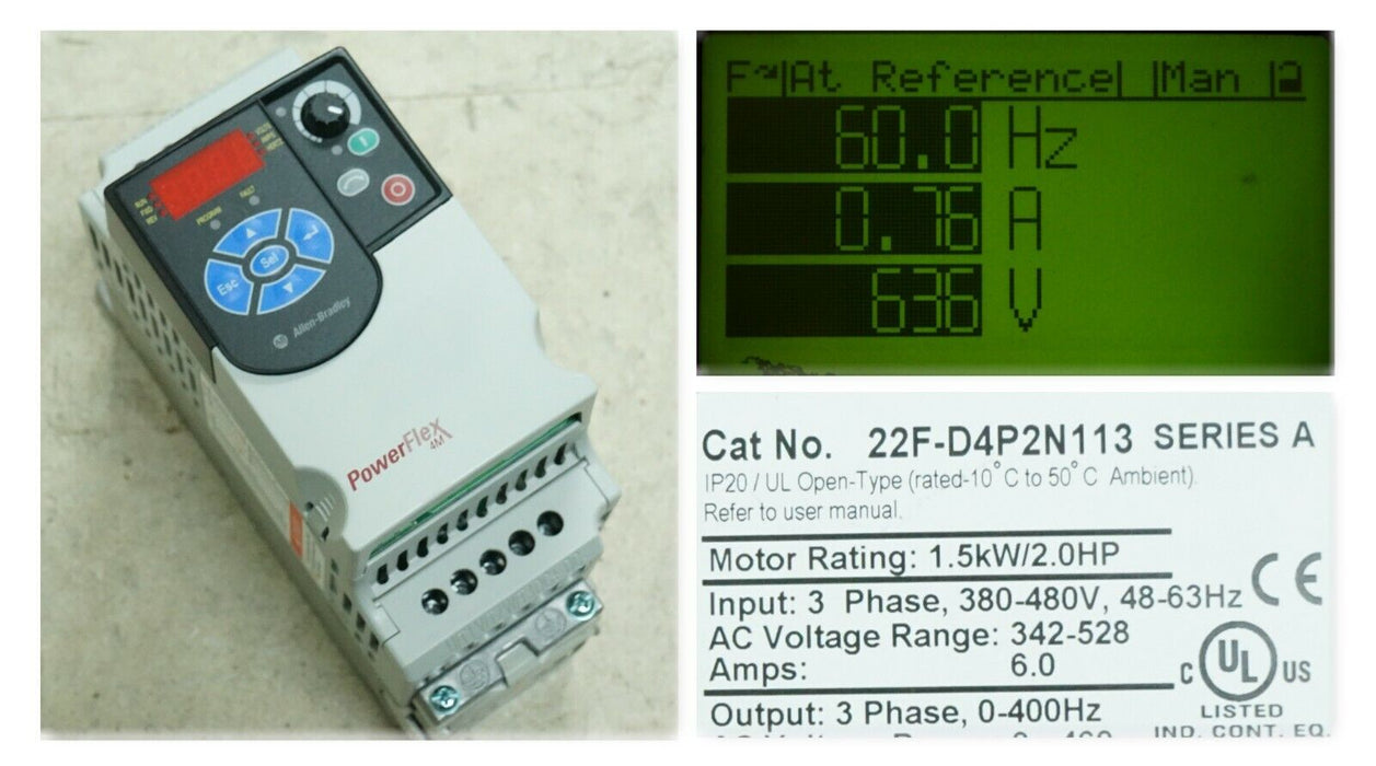 Allen-Bradley PowerFlex 4M VFD 2.0HP Cat. 22F-D4P2N113 Ser A FRN:2.01