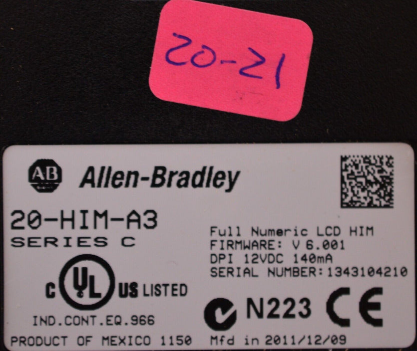 Allen-Bradley 20-HIM-A3 SERIES C Full Numeric HMI Keypad Firmware 6.001   #20-21