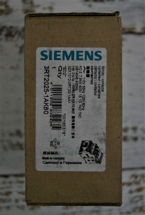 New SIEMENS Pole/Power Contactor 3RT2025-1AK60 - Includes Original Box