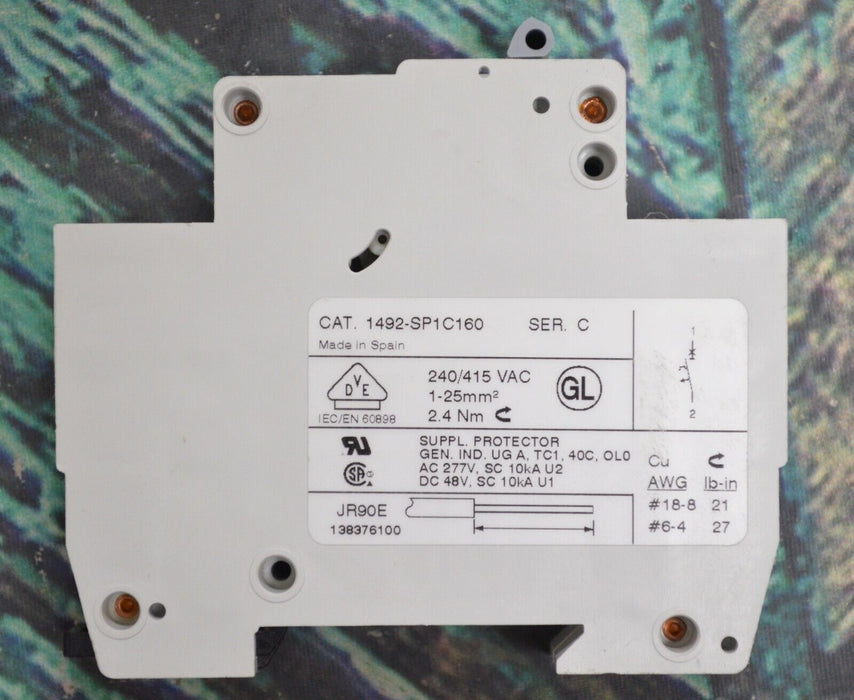 Allen-Bradley 1492-SP1C160 Supplementary Protector 1 Pole 16Amp Circuit Breaker