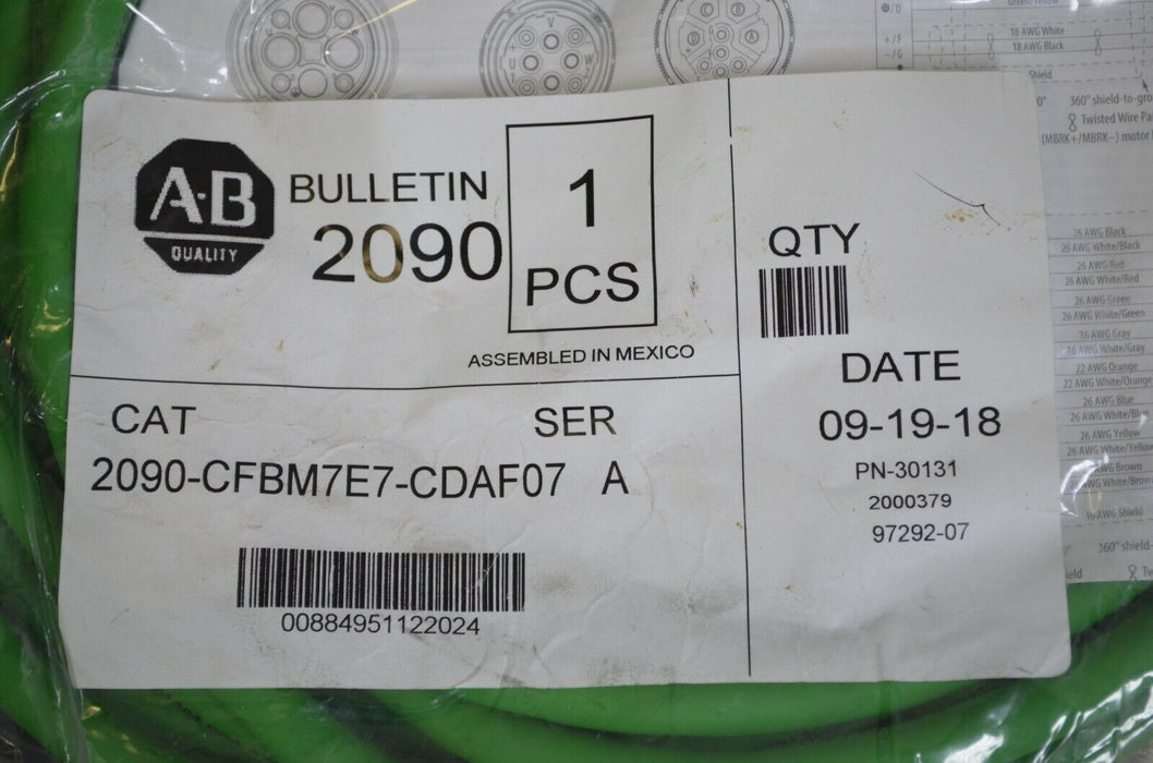 NEW Allen-Bradley 2090-CFBM7E7-CDAF07 Ser A Continuous Flex Cable BULLETIN 2090