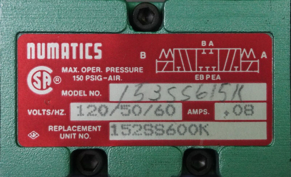 New NUMATICS 153SS615K000030 SOLENOID VALVE/MANIFOLD 237-331B 120V