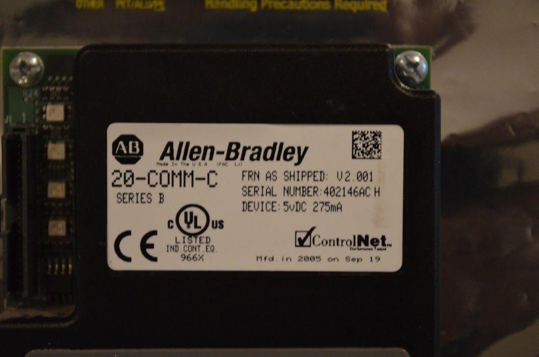 Allen Bradley 20-COMM-C ControlNet adapter Series B Firmware V 2.001