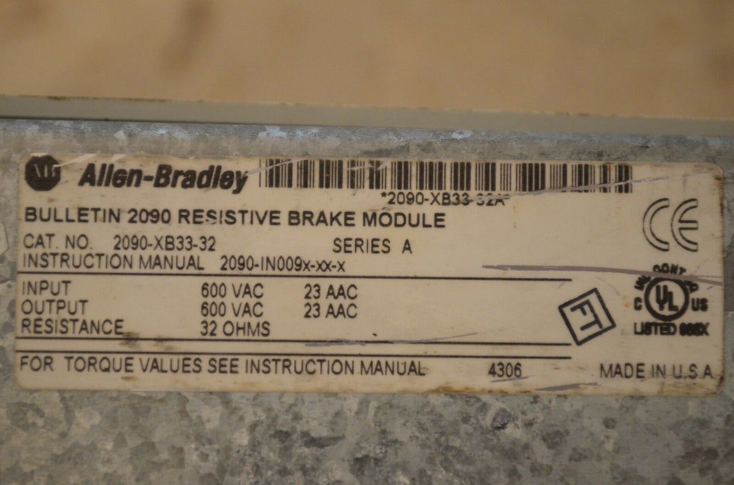 Allen Bradley 2090-XB33-32 KINETIX 6000 Resistive Brake Module, 33A, 32 OHM