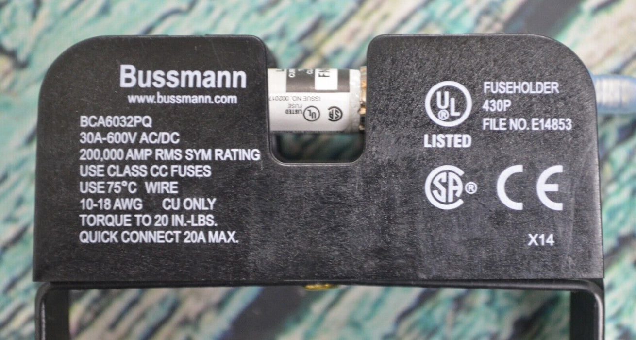 Bussman BCA6032PQ Fuseholder with two FNQ-R-1 Fuses