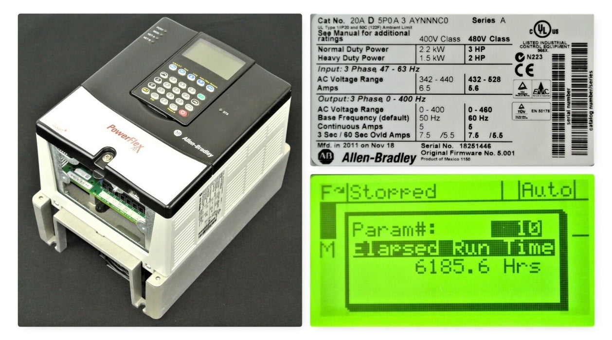 3 HP Allen-Bradley PowerFlex 70 20AD5P0A3AYNNNC0 (20AD5P0A3AYNNNG0) Drive Guard