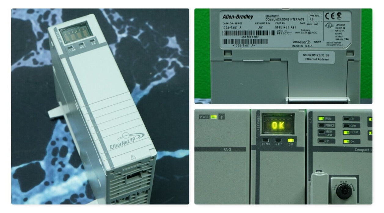 Used Allen Bradley 1768-ENBT /A Compactlogic Ethernet/IP Bridge Module FRN:1.3