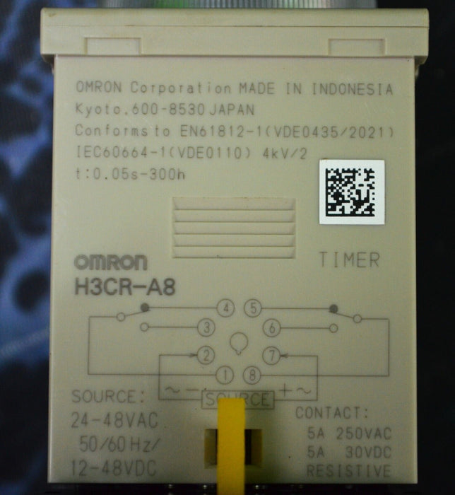 Omron H3CR-A8 Timer Relay, 8-Pin With Base P2CF-08 Tested Good