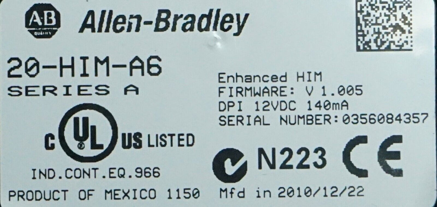 ALLEN BRADLEY 20-HIM-A6 SERIES A HMI FIRMWARE VERSION 1.005 (A6-1)