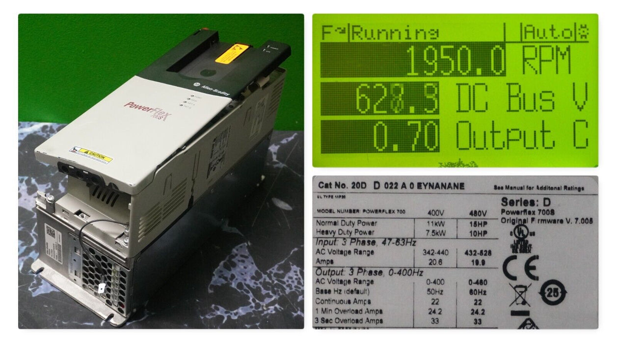 Allen Bradley 20AD022A0EYNANANE Powerflex 700S Power Supply 15HP FRN:7.005