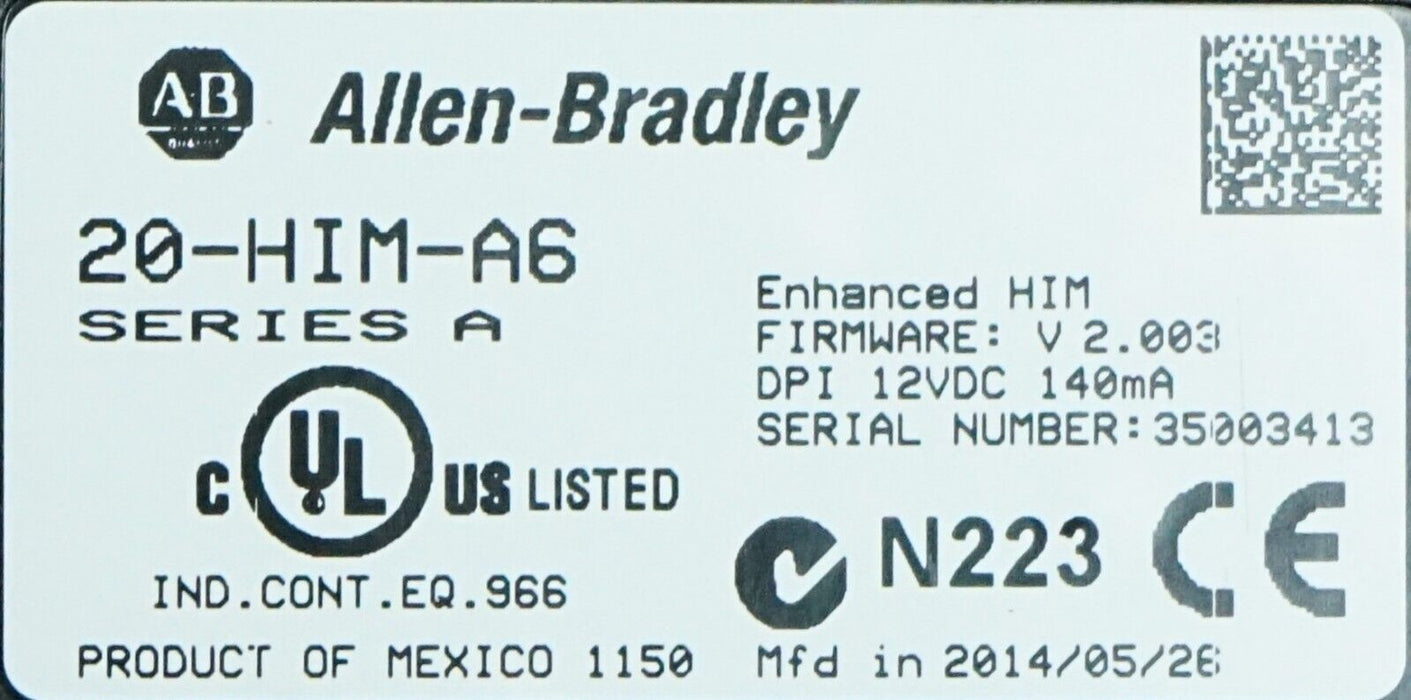 2014 ALLEN BRADLEY 20-HIM-A6 SERIES A HMI FIRMWARE VERSION 2.003 (A6-2)