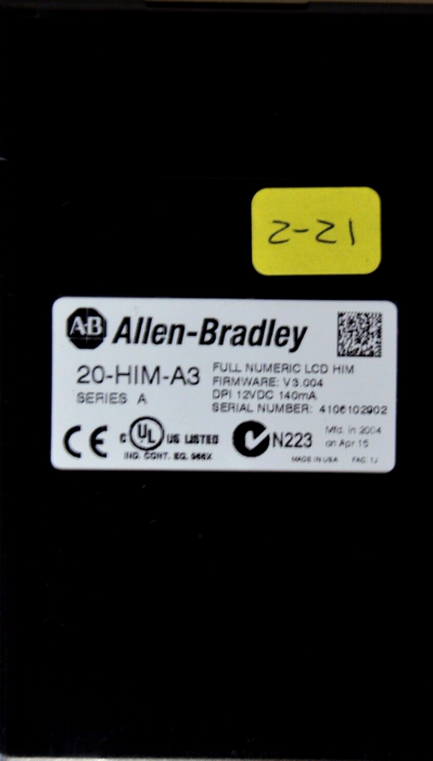 Allen-Bradley 20-HIM-A3 SERIES A Full Numeric HMI Keypad Firmware: 3.004  #2-21