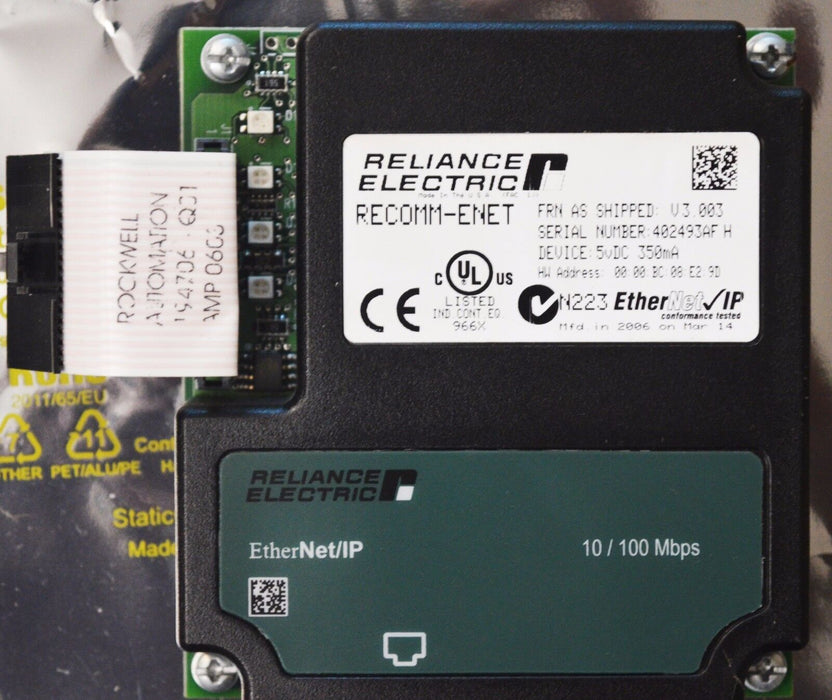 Reliance Electric RECOMM-ENET Ethernet/IP Communications Module Tested FRN:3.002