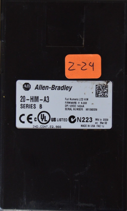 Allen-Bradley 20-HIM-A3 SERIES B Full Numeric HMI Keypad Firmware: 5.003  #2-24