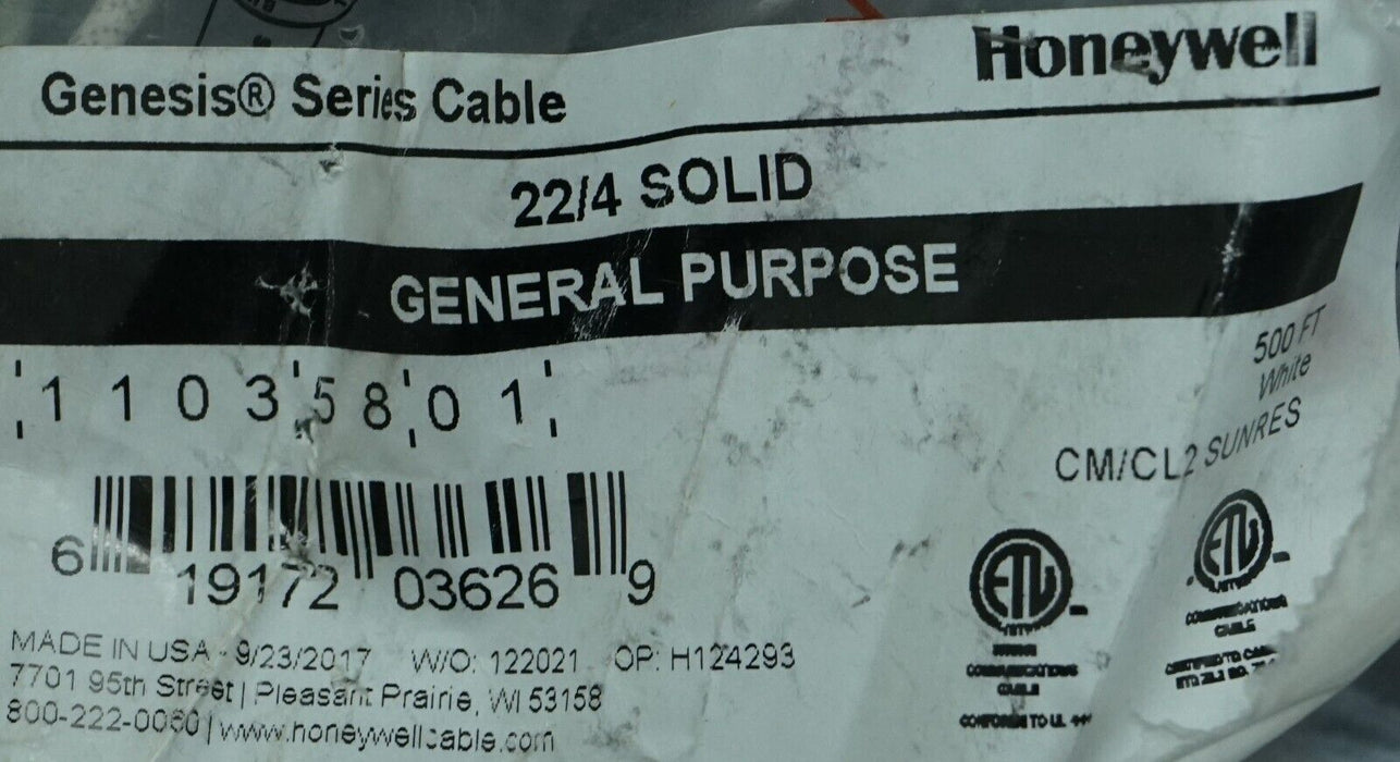 (3) Honeywell Genesis 1103 22/4 Solid Conductor Security/Control Cable 4.4LBS