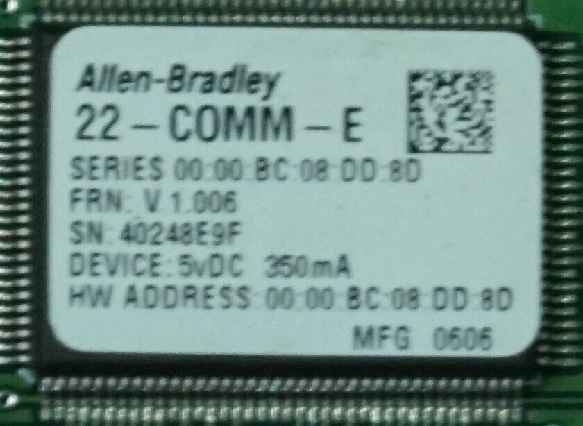 Allen Bradley 22-COMM-E Ethernet Module No Cable VER 1.006