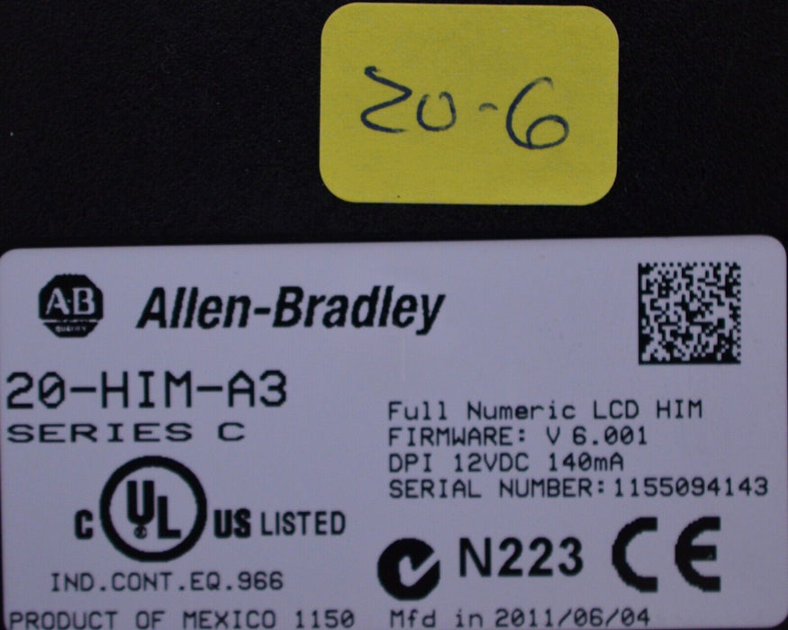 Allen-Bradley 20-HIM-A3 SERIES C Full Numeric HMI Keypad Firmware 6.001   #20-6