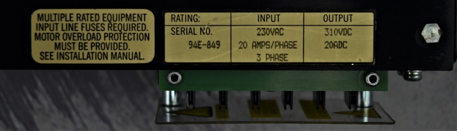 KOLLMORGEN Industrial Drives PSR4/5A-220-0001 230VAC/20Amp Servo Power Supply