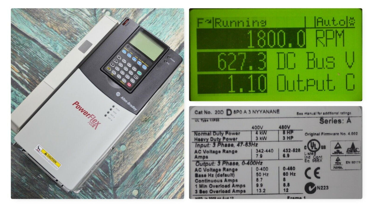 Allen-Bradley 20DD8P0A3NYYANANE 5HP POWERFLEX 700S Drive Series A ZERO HOURS