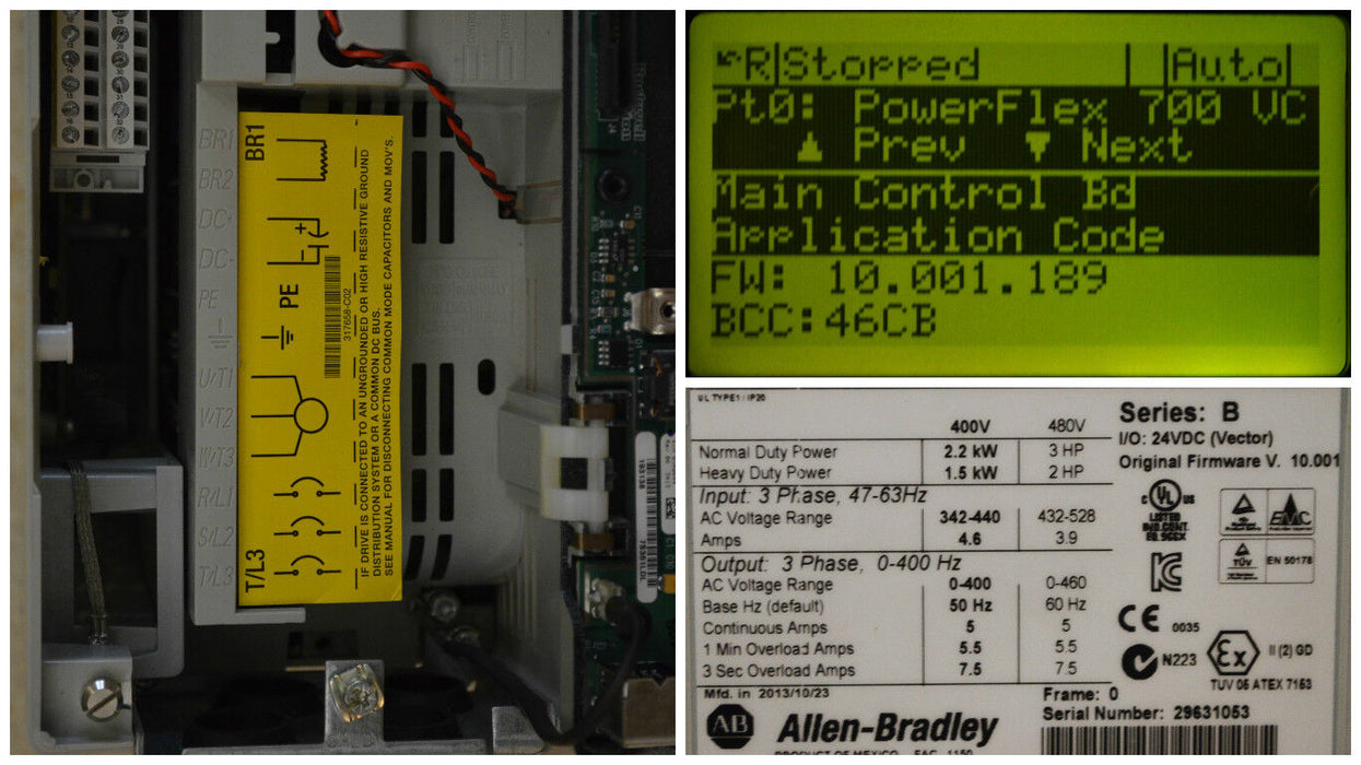 2013/10/23 Allen-Bradley PowerFlex 700 3 HP 20BC5P0A0AYNANC0 400 VAC FRN. 10.001