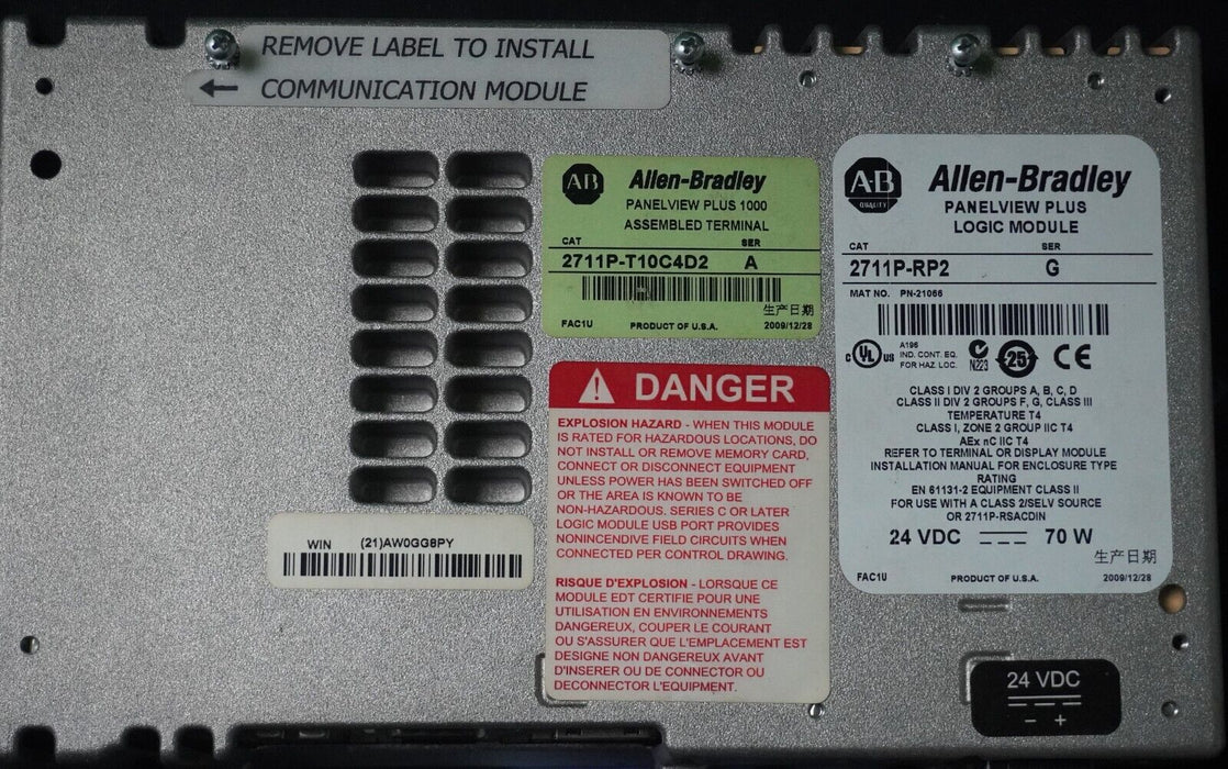 Allen Bradley 2711P-RP2 Ser G  Logic Module