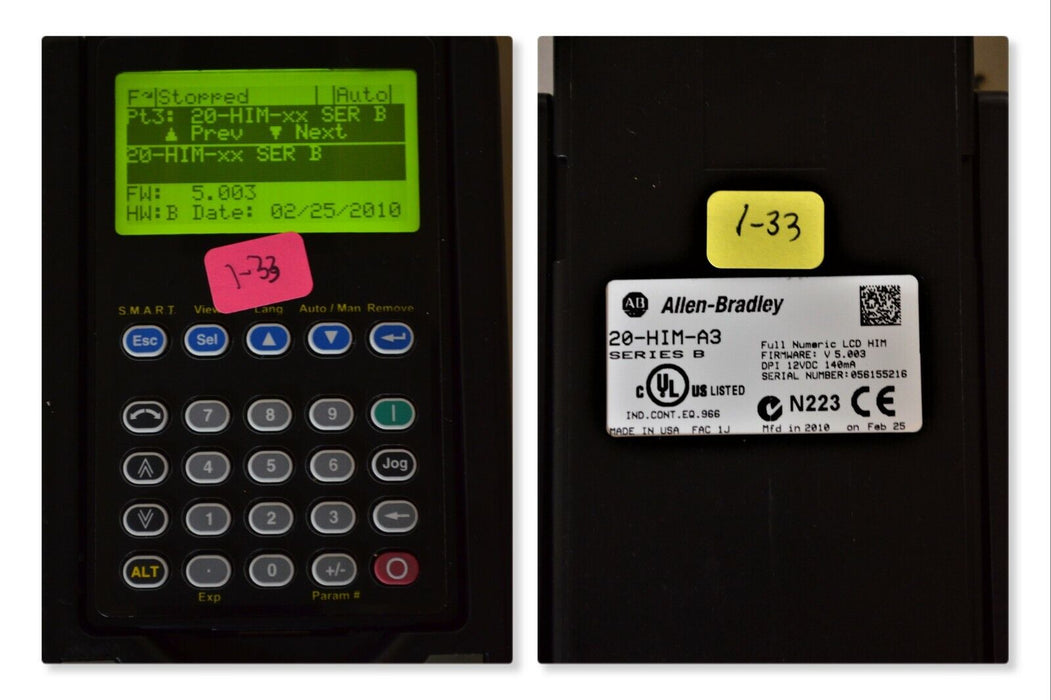 Allen-Bradley 20-HIM-A3 SERIES B Full Numeric HMI Keypad Firmware 5.003   #1-33