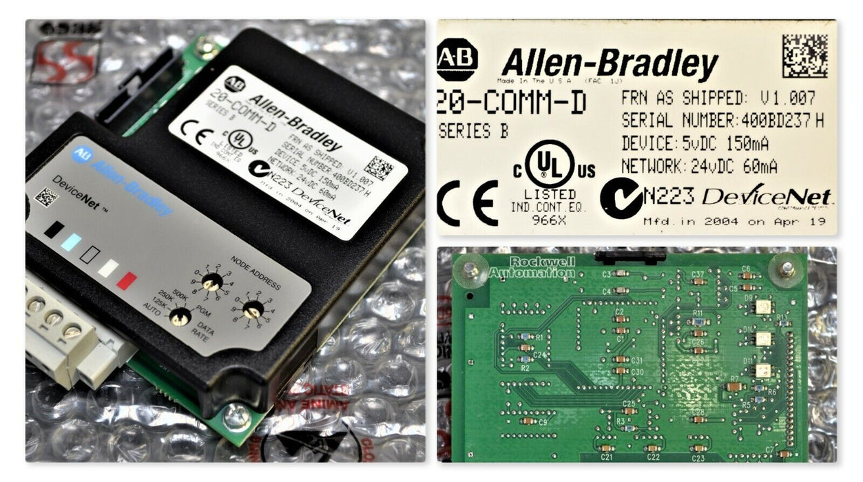 Allen Bradley 20-COMM-D Series B Powerflex Devicenet Adapter Firmware V1.007 QTY