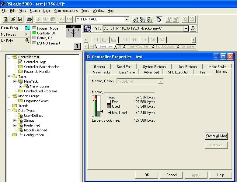 Allen Bradley 1756-L1/A ControlLogix 5550 Processor Tested Good Clean VER.13.34