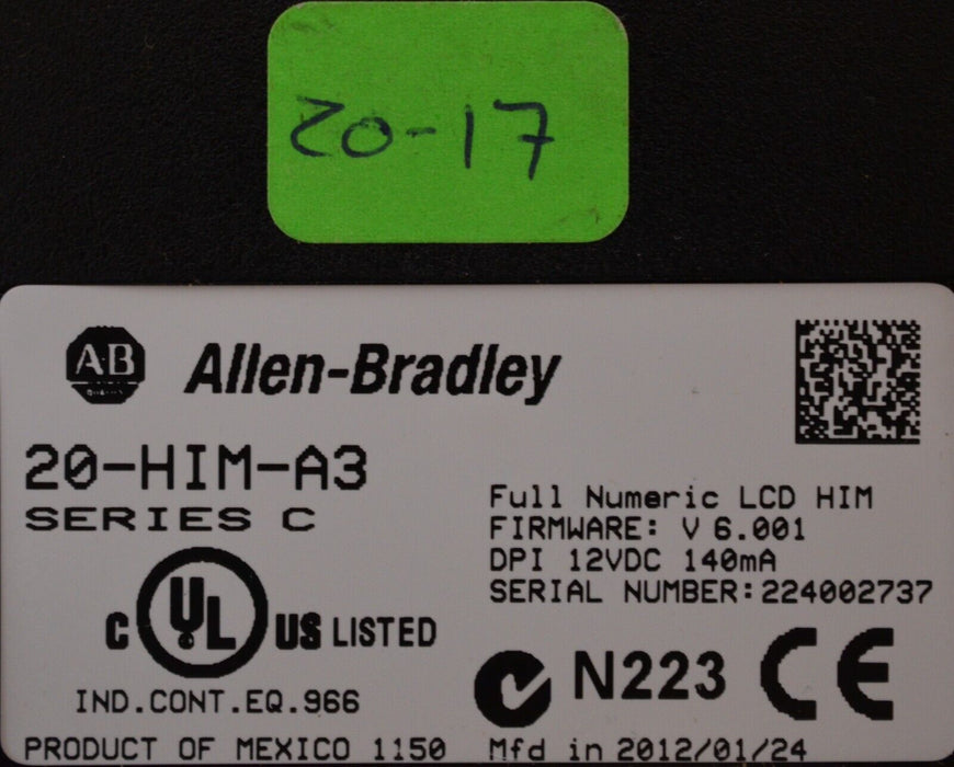 Allen-Bradley 20-HIM-A3 SERIES C Full Numeric HMI Keypad Firmware 6.001   #20-17