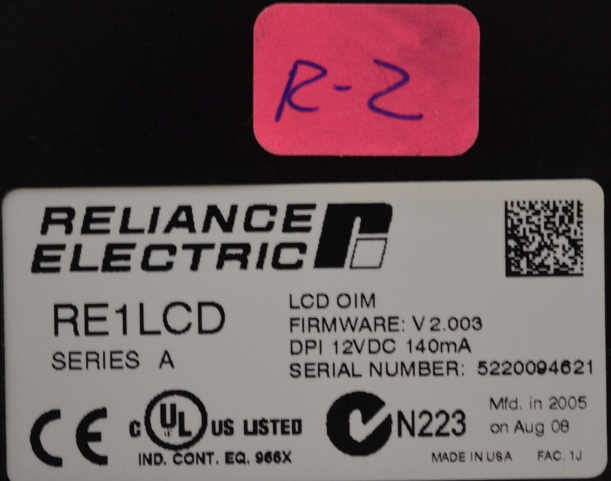 Reliance Electric RE1LCD A Keypad FRN:2.003 Tested Good R2