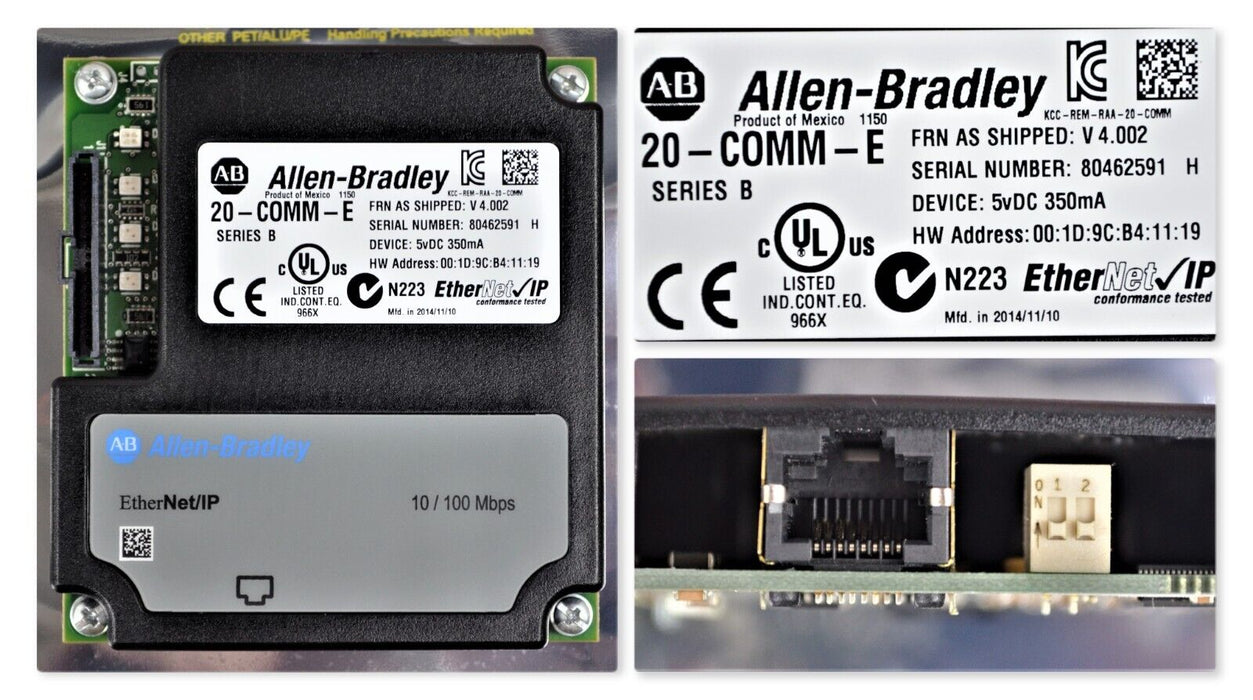 Allen-Bradley 20-COMM-E Series B Powerflex700 Ethernet Card FRN:4.002 Tested