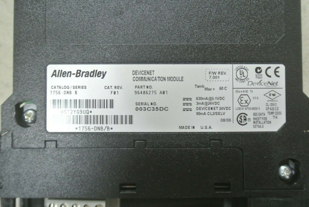 Allen-Bradley 1756-DNB B Firmware 7.001 Devicenet Communication Bridge Module