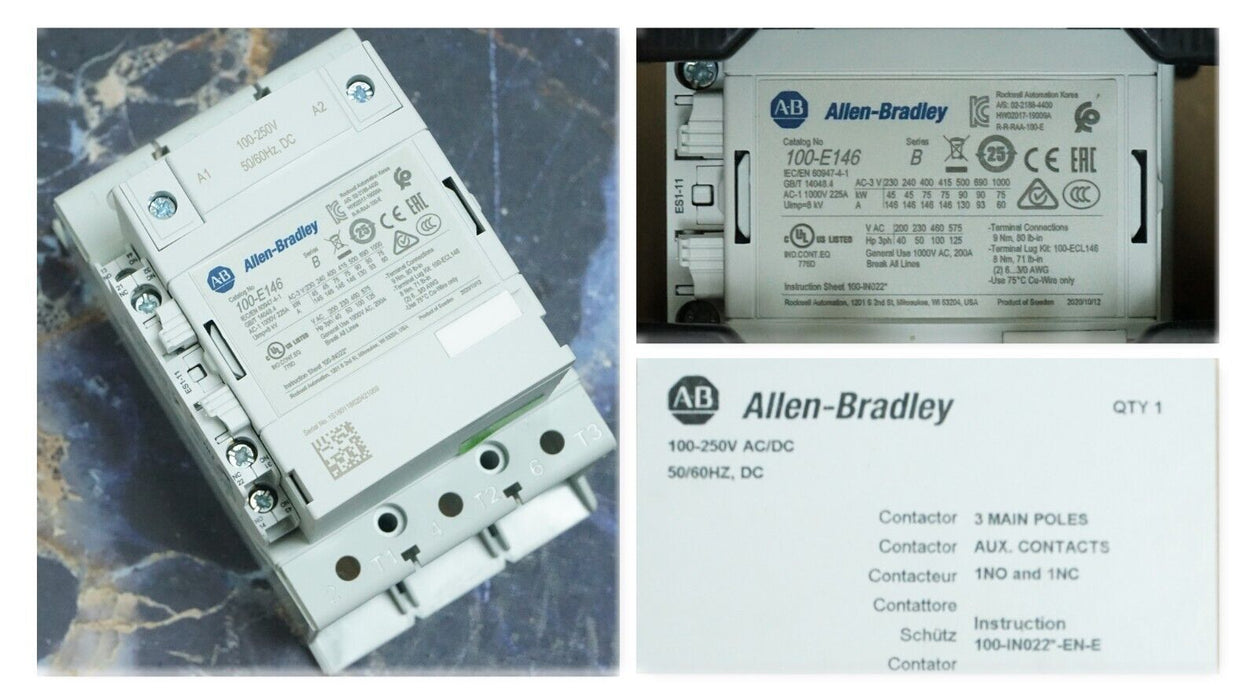 Allen Bradley 100-E146KD11 Ser. A MCS-E Contactor AC3 Duty 100-250V AC 50/60Hz