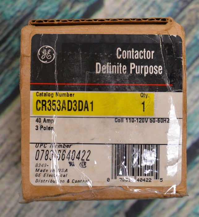 New General Electric CR353AD3DA1 Definite Purpose Contactor 40A 3 Pole