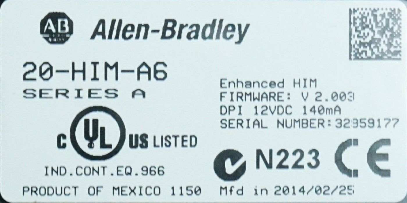 2014 ALLEN BRADLEY 20-HIM-A6 SERIES A HIM FIRMWARE VERSION 2.003 (A6-5)