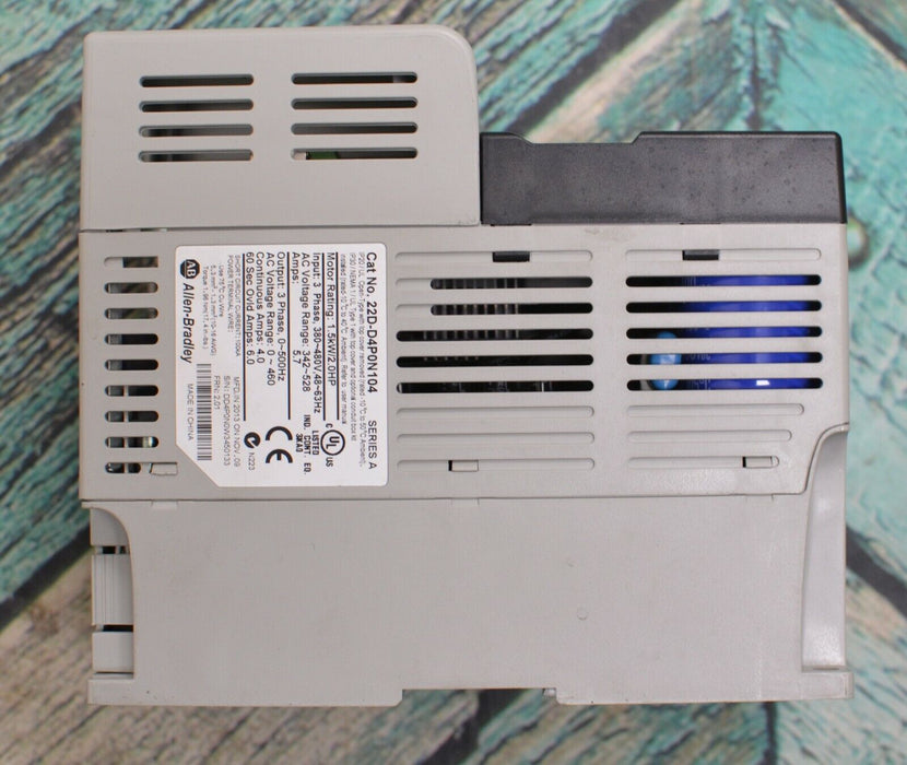 2013 Zero Hours 22D-D4P0N104 Allen Bradley PowerFlex 40P Drive 2 HP Series A