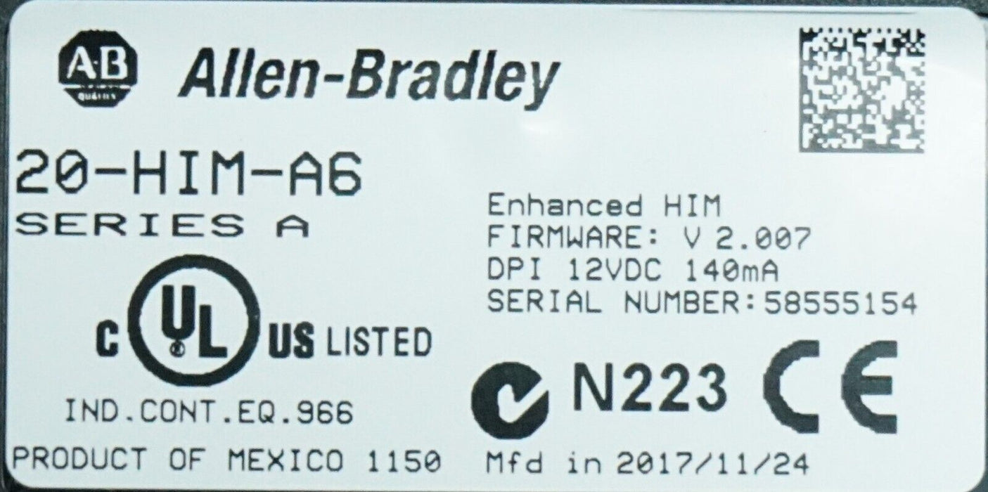 2017 ALLEN BRADLEY 20-HIM-A6 SERIES A HMI FIRMWARE VERSION 2.007 (A6-3)