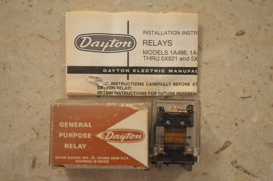 NEW Dayton 5X839 General Purpose Relay 240 Volt 60 Hz Coil