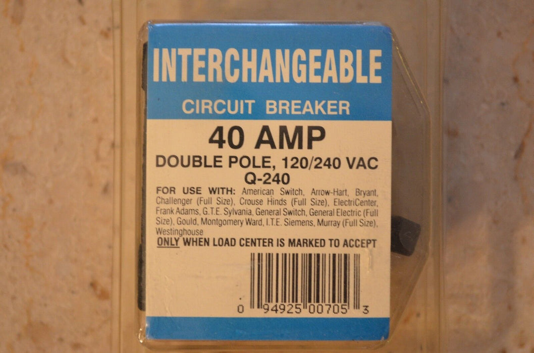 New In Box T&B Q-240 40 Amps Double Pole 120/240 VAC