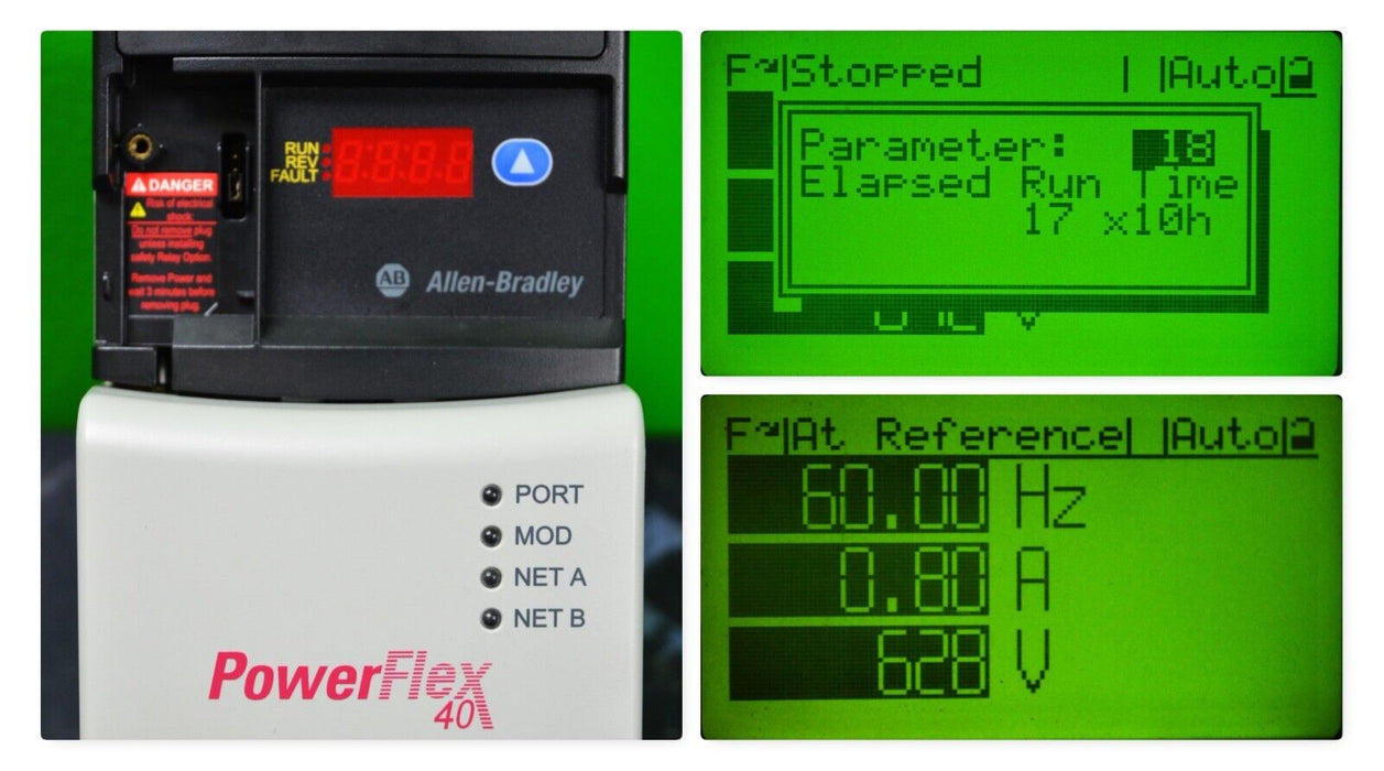 Low Hours Allen-Bradley 22D-D2P3N104 PowerFlex40P FRN: 2.01 Series A Tested Good