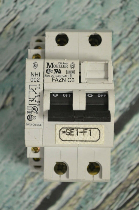 Klockner Moeller FAZN-C6 Circuit Breaker 6A 2 Pole w. NHI002 Aux Contact