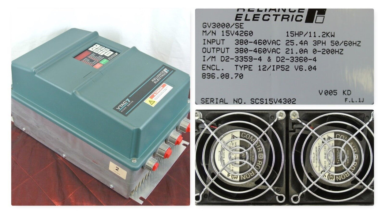 Reliance Electric GV 3000 VTAC7 HVAC Drive 15V4260 15 HP Frm 6.04 - Tested Good