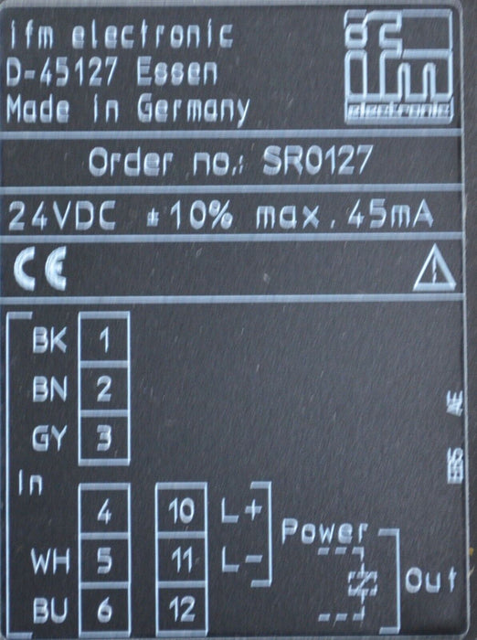 IFM SR0127 FLOW SENSOR CONTROL MONITOR