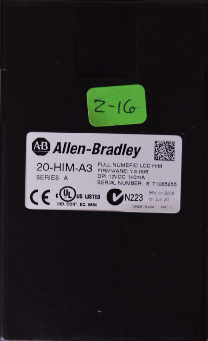 Allen-Bradley 20-HIM-A3 SERIES A Full Numeric HMI Keypad Firmware: 3.006  #2-16